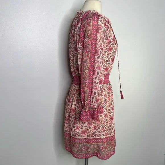 Anthropologie Love The Label Pink Floral Border Print Mini Dress small - Picture 6 of 12